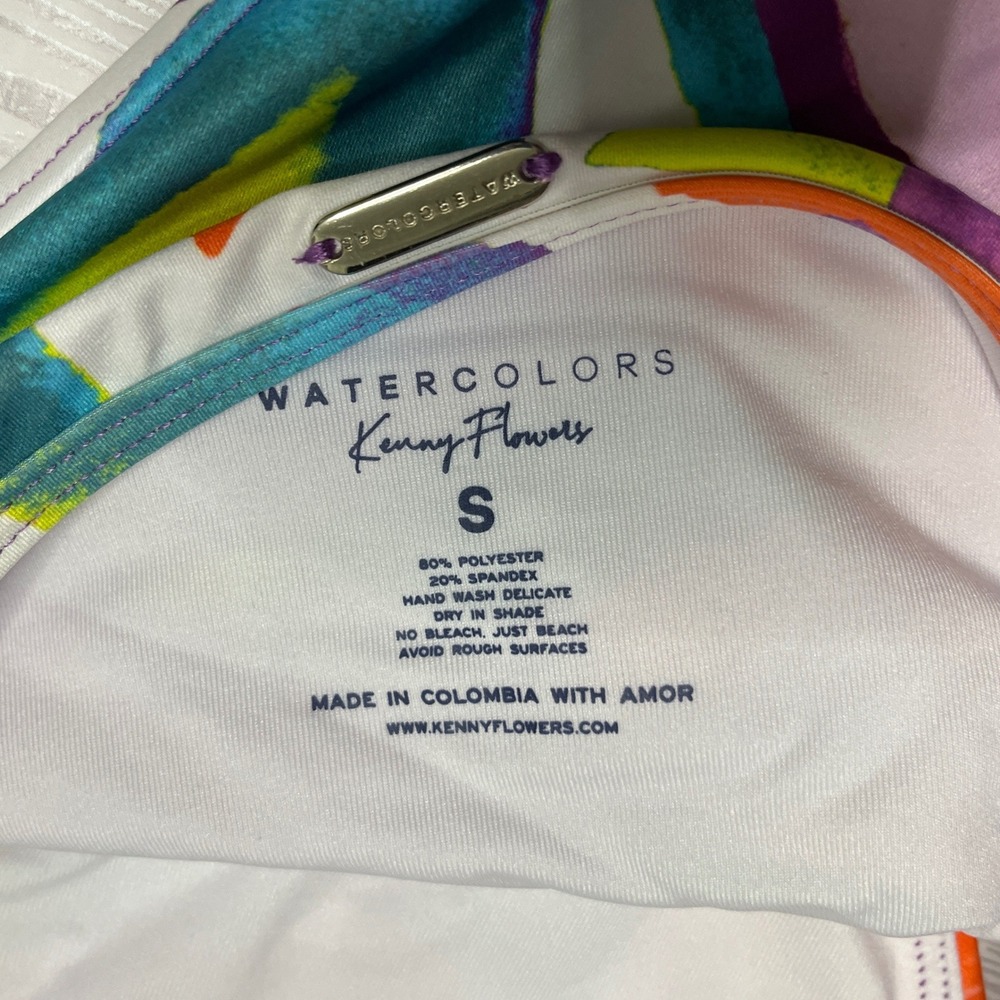 Kenny Flowers Watercolors The Kona Banded Sporty Bikini Bottom Floral Multi S - Picture 7 of 8